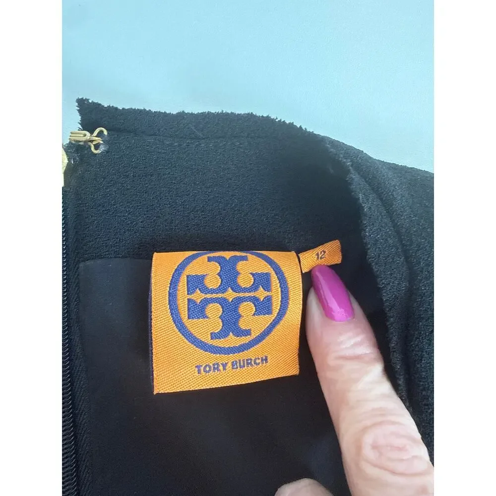 Tory Burch Black  Peplum Ruffle Dress Size 12